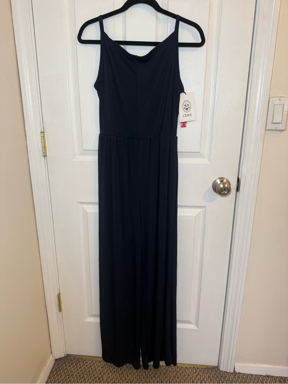 NWT Cider Navy Blue Boatneck Wide Leg Jumpsuit